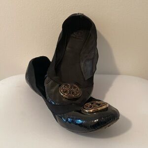 Tory Burch Black and Gold Ballet Flats